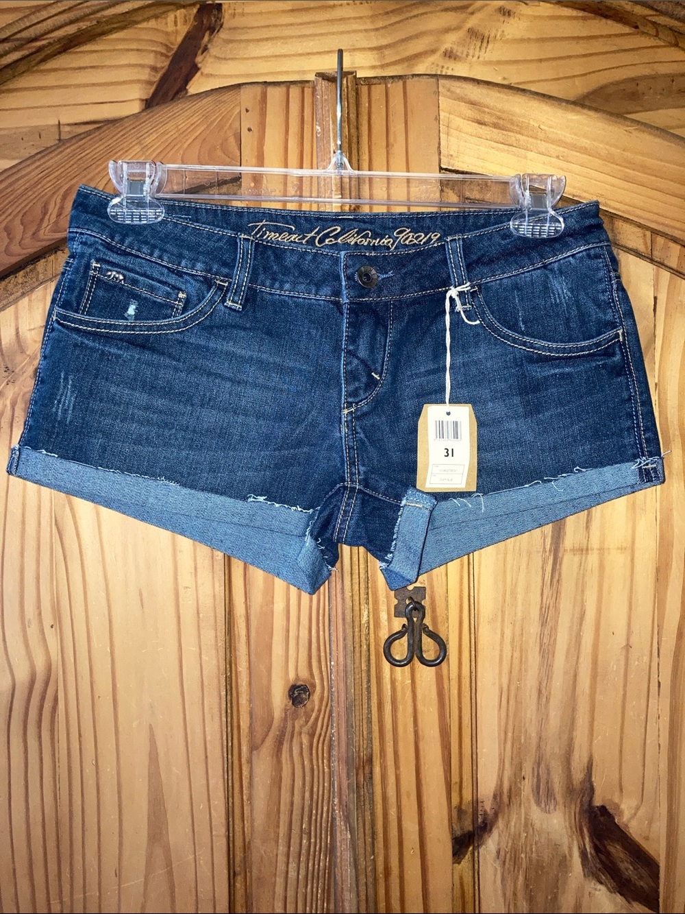 Timeout California blue distressed cuffed frayed jean shorts size 31 - NWT